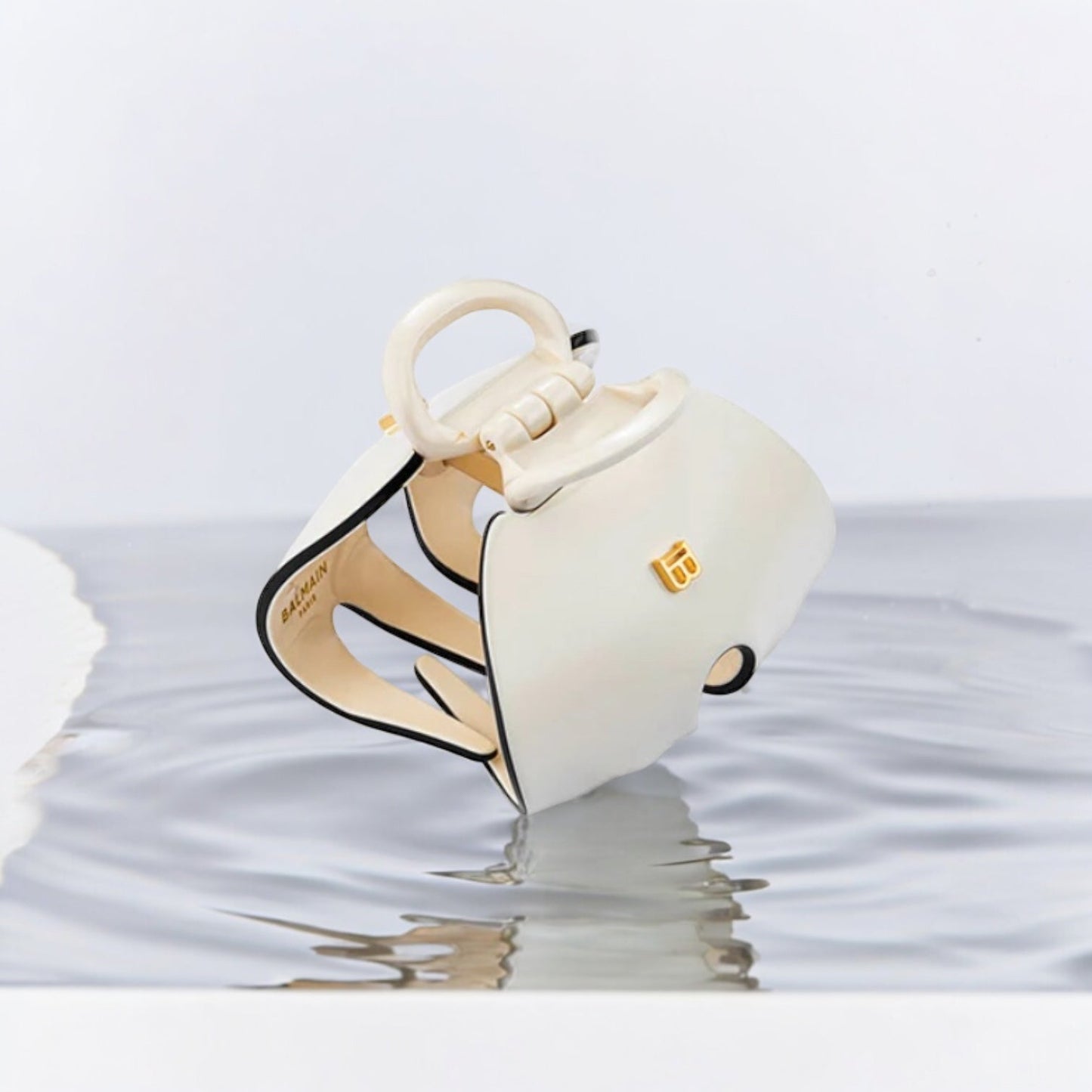 Balmain Cellulose Acetate Pince à Cheveux Imperiale White